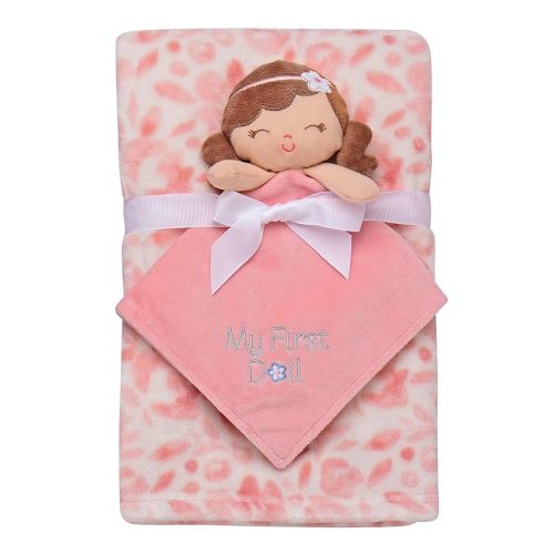 Baby Starters 2 Piece Plush Snuggle Buddy Toy and Plush Baby Blanket Gift Set, My First Doll and Floral Print, Pink (30 in. x 36 in)