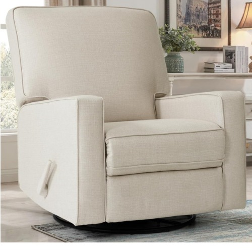 Harkawon Swivel Rocker Recliner Chair, Glider Rocker Recliner, Rocking Chair Nursery, Fabric Chair with High Back, Deep Seat, for Living Room, Bedroom, Beige
