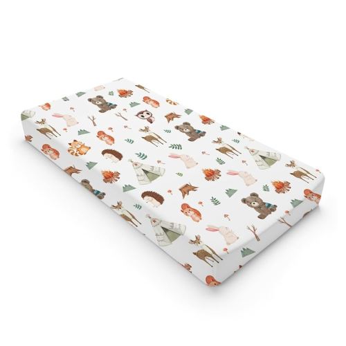 Camping Animals Changing Pad Cover Cute Bear Raccoon Squirrel Deer Rabbit Hedgehog Owl Change Table Cover for Boys Girls Soft Stretch Fitted Diaper Changing Mat Sheets 32''x16''