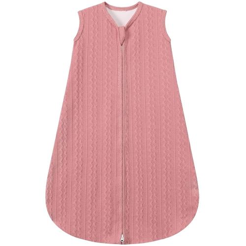 Baby Sleep Sack 6-12 Months, Baby Wearable Blanket 100% Acrylic knit 2-Way Zipper Toddler Sleeping Sack TOG 0.5 (Pink)