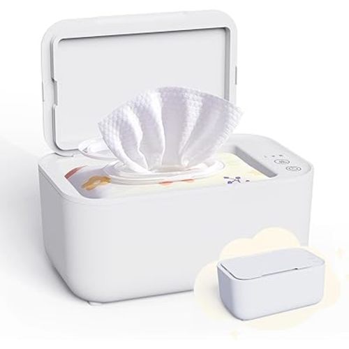 Baby Wipe Warmer, Wipe Warmer and Baby Wet Wipes Dispenser, Wipes Warmer for Newborn Baby Evenly Heated, Portable Wipe Warmer Smart Control, Diaper Warmer Large Capacity Wipe Dispenser Nursery (White)