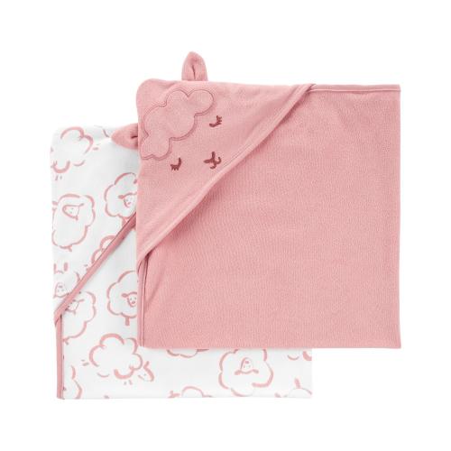 Baby 2-Pack Hooded Towels - Style,Pink/White