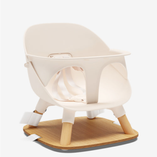 Lalo The Booster Seat for Babies & Toddlers, Children's Booster Seat, Easy to Clean Five-Point Safety Harness & Durable Non-Toxic Plastic Seat & Belly Bar - Coconut