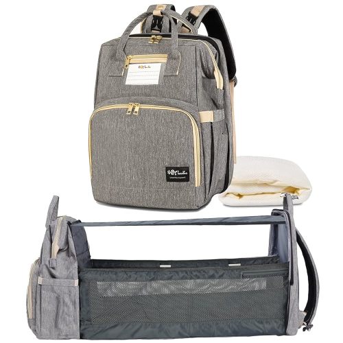 HappyLuoka Diaper Bag Backpack with Changing Pad, Baby Bag for Boys Girls, Unisex Nappy Changing Bag, Multifunction Large Capacity Travel Back Pack for Moms Dads, Grey