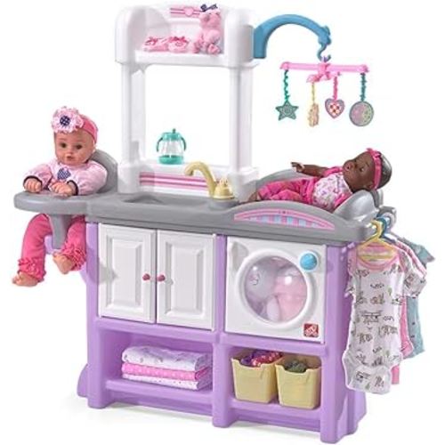 Step2 Love & Care Deluxe Baby Doll Nursery Playset for Kids, Compact Nursery Playset, Washer, Sink, and Changing Station, Easy to Assemble, Toddlers Ages 2 - 6 Years Old