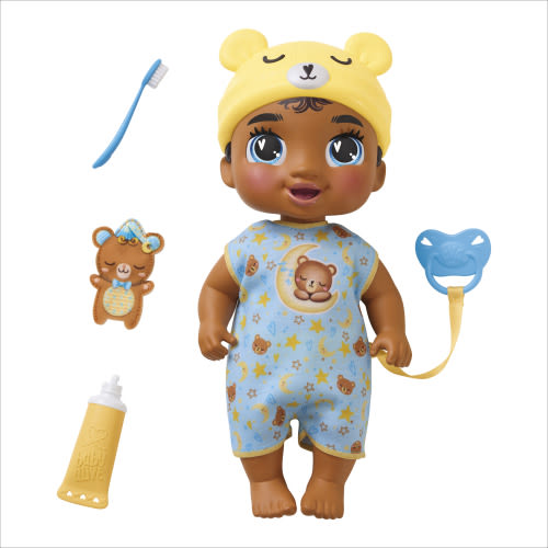 Baby Alive Lil Dreamer Snoozer Bear, Black Hair Baby Dolls, Sleepover Toys for Preschoolers, Christmas Gifts for Girls & Boys, 3+