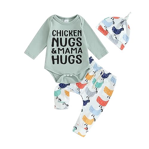 Shejingb Newborn Baby Boys Long Sleeve Letters Deer Romper Bodysuit Tops Camo Pants with Hat 3 Pcs Outfit Clothes Set