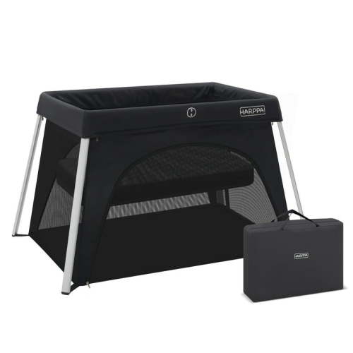 HARPPA Portable Travel Crib, Foldable Baby Playard Lightweight Playpen with Mattress, Black