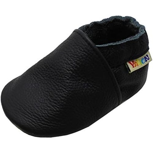 YALION Soft Leather Baby Shoes Moccasins Slip-on Boys Girls Slippers with Elastic Ankle, Anti-Slip First Walking Crib Shoes for Infant Toddlers