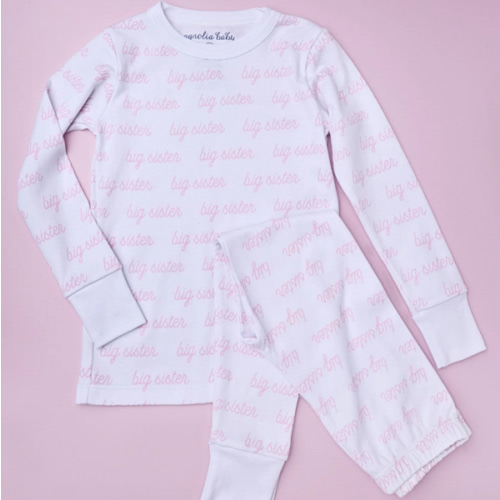 Magnolia Baby Girl Big Sister Print Long Pajamas