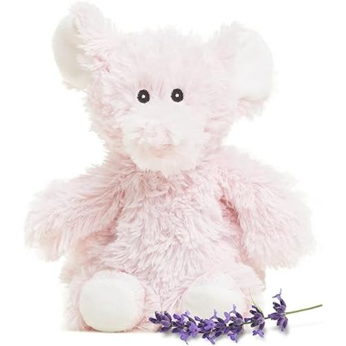 warmies Junior Microwavable Stuffed Elephant, Weighted Plush, Pink