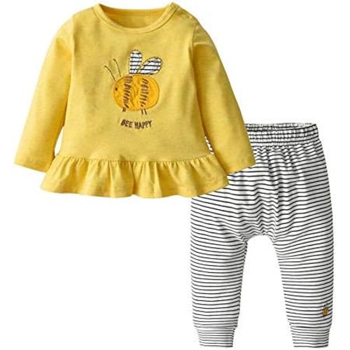 Eghunooy Baby Girls Clothes Set 2 Piece Long Sleeve Cartoon Pattern Infant Outfits