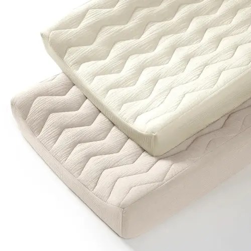 lulumoon Muslin Changing Pad Cover: Baby Cotton Quilted Changing Table Cover - Soft Changing Pad Sheets for Boys Girls