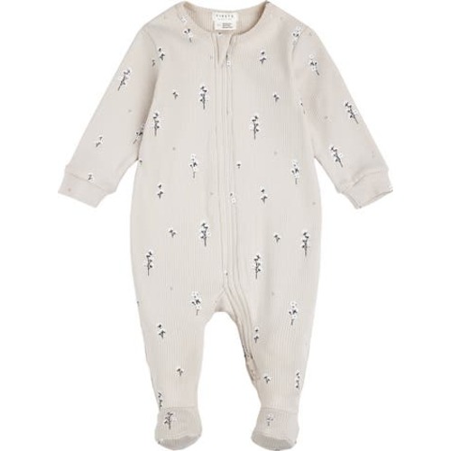 Floral Cotton Rib Footed One-Piece Pajamas, 3M