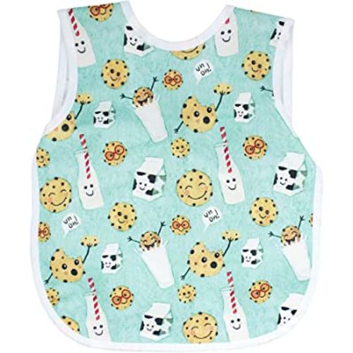 BapronBaby Cookies & Milk Bapron - No Neck Tie Safer Bib for Baby & Toddler - Soft Waterproof Stain Resistant - Machine Washable - Sz Baby/Toddler 6m-3T