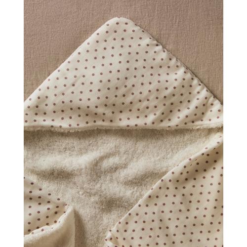 HOODED BABY TOWEL WITH MINI FLOWERS