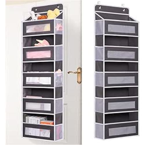 Over The Door Organizer Storage, 5 Shelf Heavy Duty Hanging Storage Organizer with 10 Side Pockets, Closet Door Organizer for Pantry, Nursery, Dorm, Bedroom, Bathroom - Breathable Mesh