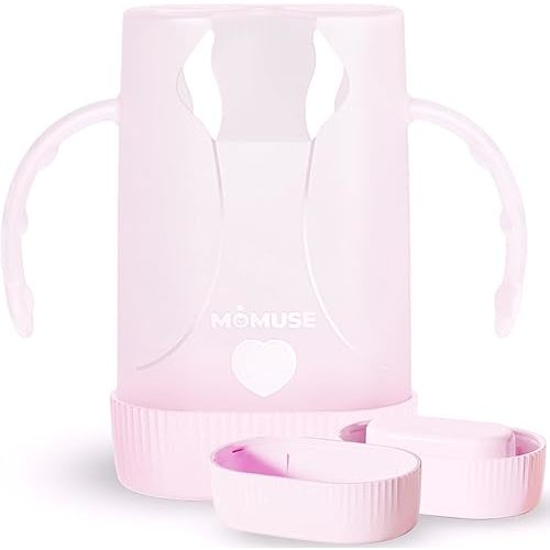 MOMUSE Dual-Lid Squeeze Pouch Holder for Food Pouches & Drink Boxes, Baby Pouch Holder with Larger Capacity, Versatile Design for Self-Feeding, Anti-Squeeze Pouch Holder No Spill No Mess, Lightweight