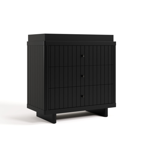 Storkcraft Kyoto 3 Drawer Chest with Infant Changing Topper Topper, Black