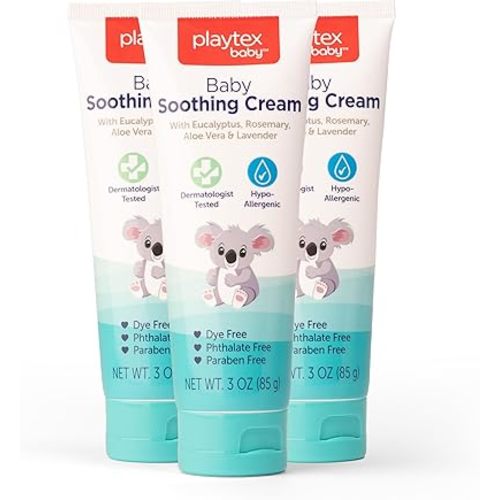 Playtex Baby Vapor Cream, 3 oz., 3-Pack, Gentle Baby Soothing Cream, Dermatologist Tested, Hypoallergenic, Free of Dye, Parabens and Phthalates