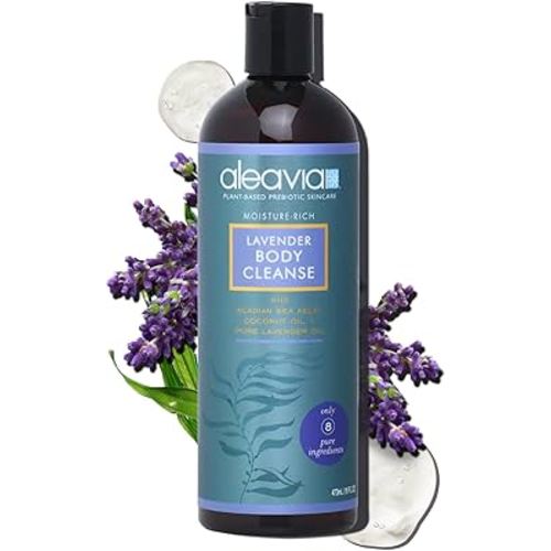 Aleavia Lavender Body Cleanse – Organic & All-Natural Prebiotic Body Wash, Scented with Pure Essential Oils – Nourish Your Skin Microbiome – 16 Oz.