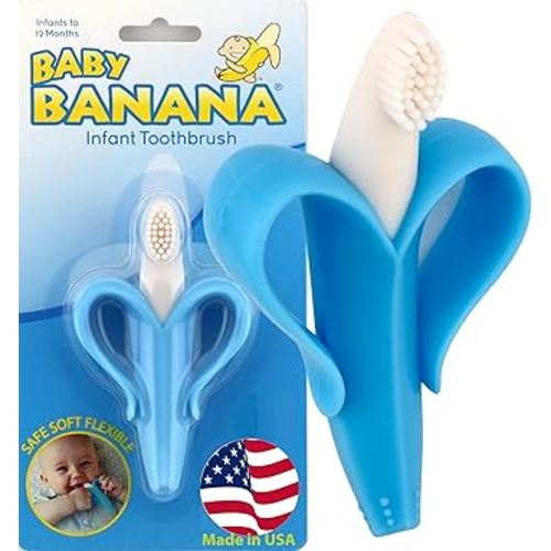 Baby Banana - Blue Banana Toothbrush, Training Teether Tooth Brush for Infant, Baby, and Toddler