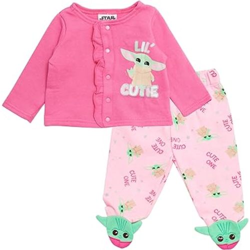 STAR WARS Baby Yoda Baby Girls long Sleeve Tshirt and Pants Set