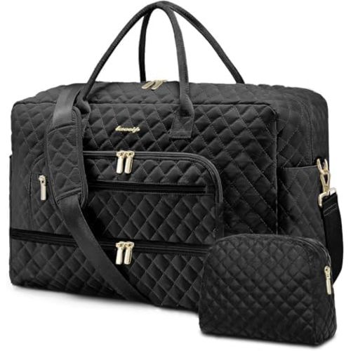 Travel Duffle Bag Weekender for Women - 38L Carry-On Overnight Personal Item Bag with Shoe Compartment & Wet Pocket Weekend Tote Bags with Toiletry Hospital Bags for Labor and Delivery