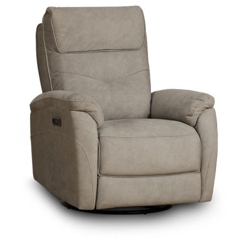 Ryder Beige Micro Power Swivel Glider Recliner