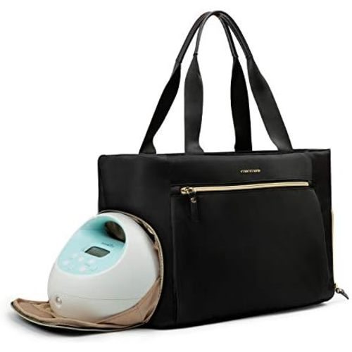mommore Breast Pump Bag Diaper Tote Bag with 15 Inch Laptop Sleeve Fit Most Breast Pumps Like Medela, Spectra S1,S2, Evenflo