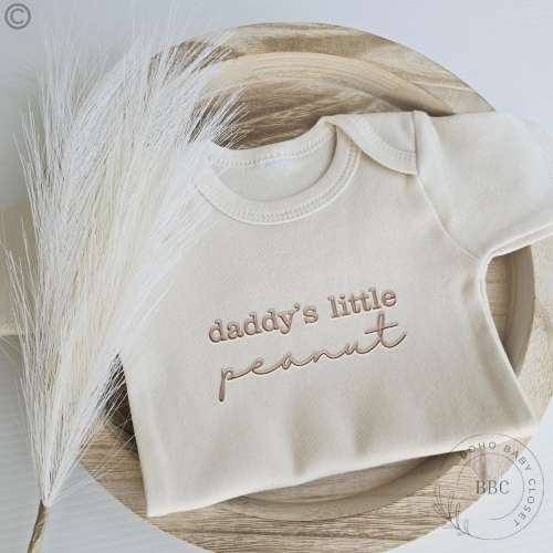 Embroidered Daddy's Little Peanut Onesie® Pregnancy Announcement Onesies® Brand, I love my daddy Neutral Onesies® Surprise to Husband P7
