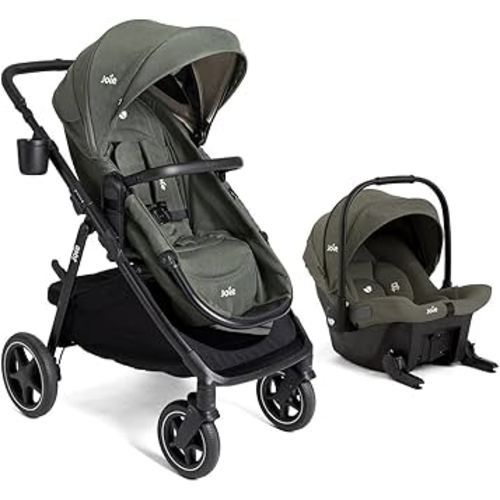 Joie Baby, Ginger LX 4-in1 Stroller + Joie Baby Mint Latch Car Seat (Evergreen)