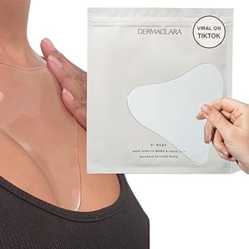 Dermaclara Chest Wrinkle Patch - Silicone Chest Patches for Wrinkles, Reusable Chest Wrinkle Pads, Overnight Scar Treatment for Pregnancy, Stretch Marks, Skin Repair, Up to 30 Uses - 1 Patch