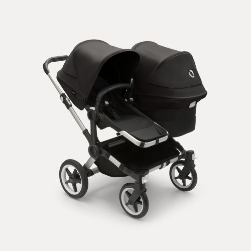 Bugaboo Donkey 5 Duo double stroller midnight black sun canopy, midnight black fabrics, aluminium base | Bugaboo