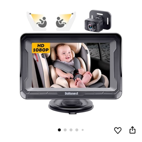 DoHonest Baby Car Camera HD 1080P - Rear-Facing Car Baby Monitor with Night Vision, Adjustable View Angle, Easy Setup, Anti-Glare Display, Safety for Kids & Infants