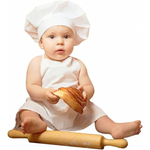 KHC-KHF Newborn Photography Prop Baby Chef Outfits Chef Hat Apron Set Infant Chef Costume Toddler Cosplay Costume Boy Girl