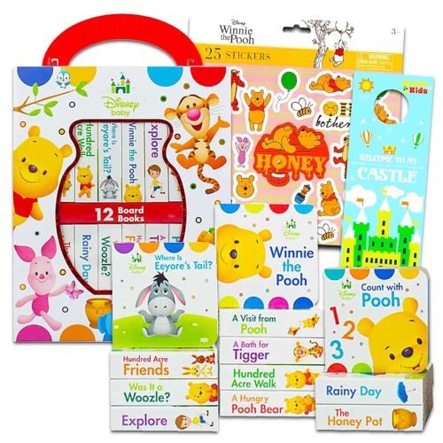 Disney Baby Winnie The Pooh My First Board Books Set - Bundle with 12 Winnie The Pooh Board Books for Toddlers, Kids Plus More | Winnie The Pooh Educational Toys