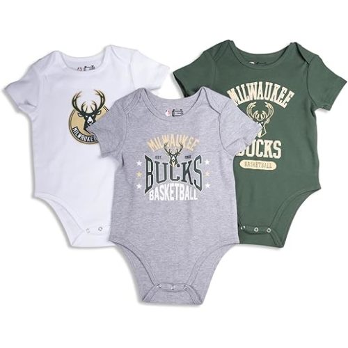 Ultra Game NBA Super Soft Cotton 3 Pack Baby Creeper Bodysuit