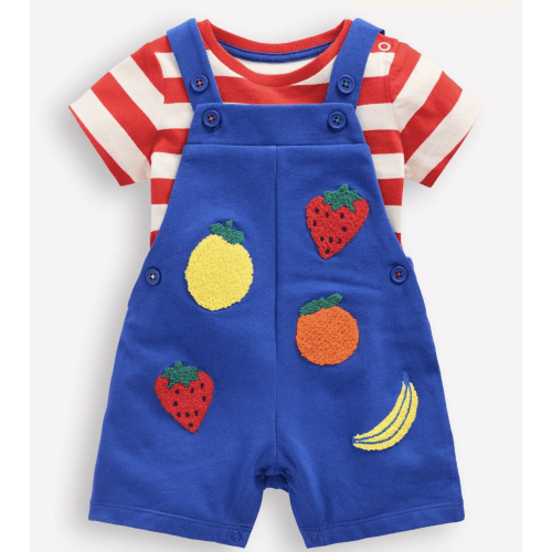 Boucle Jersey Overalls Set-Navy Fruit