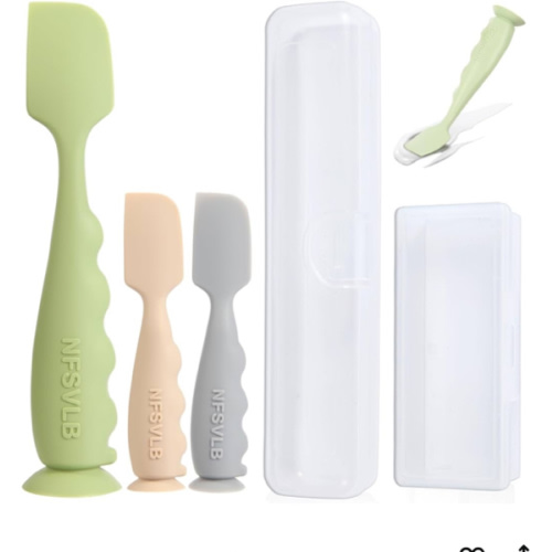 Baby Diaper Cream Spatula with Case-1 Large 2 Mini Butt Paste Spatula with 2 Travel Case-Soft Baby Butt spatula baby Diaper Cream Applicator-Diaper Rash spatula Bum Spatulas Brush