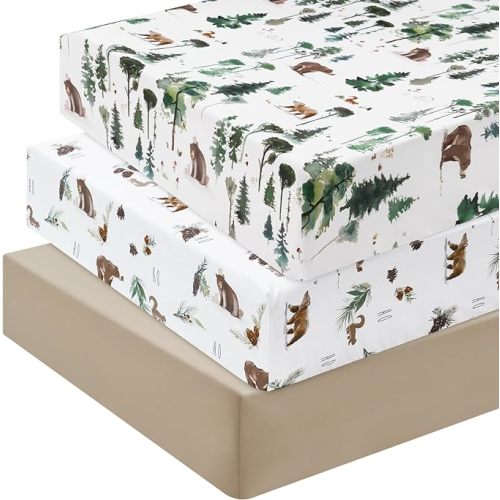 david's kids Lot de 3 draps-housses pour berceau, ultra doux, respirants et confortables pour garçons et filles, couleur neutre, 71,1 x 132,1 cm, convient aux matelas de berceau et tout-petits