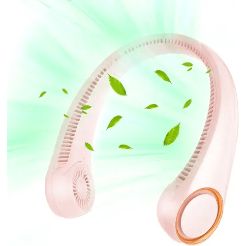 Portable Neck Fan, Hands Free Bladeless Fan, 360° Cooling Personal Fan,Wearable Quiet Fan for Outdoor Indoor, Birthday Gifts for Men Women Mom Dad, 4000mAh Battery USB Rechargeable, 3-Speeds (Pink)