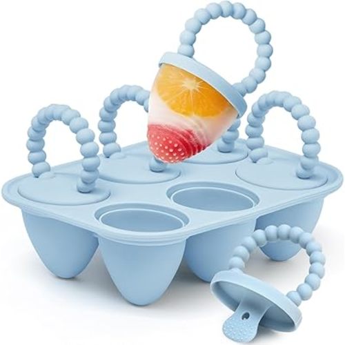 All-Silicone Baby Popsicle Molds with Sticks, AODISTUCE 1oz Popsicle Molds for Babies Breastmilk Popsicles Molds for Teething Relief, Frozen Treats Maker Popsicle Maker Ice Pop Mold for Toddlers Kids