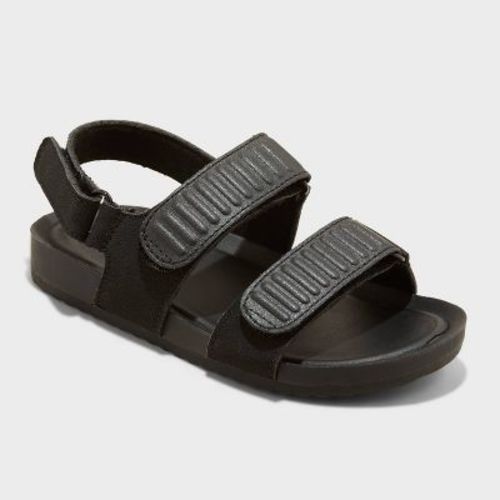 Toddler Kody Sandals - Cat & Jack™ Black 5t: Adjustable Hook And Loop Strap, Contoured Footbed, Flexible Outsole