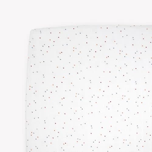 Little Unicorn Cotton Muslin Fitted Crib Sheet | Sized for Standard Baby Crib Mattress & Toddler Bed | Cozy Bedding Sheet for Boys and Girls | Machine Washable | 52” x 28” x 6” (Dots)