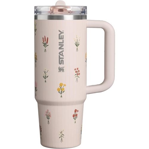 STANLEY Quencher ProTour Flip Straw Tumbler | Leakproof Lid, Straw & Handle | Insulated Stainless Steel | Fits Cup Holders | Perfect Mother’s Day Gift | BPA-Free | 30 oz | Rose Quartz Bouquets