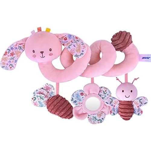 Car Seat Toys for Babies 0-6 Months Boy,Baby Spiral Hanging Plush Activity Toys Thank You Gifts for Newborn 0 3 6 9 12 Months Baby Boys Girls