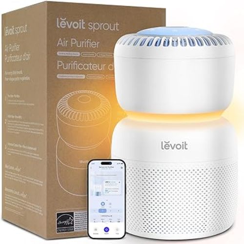 LEVOIT Air Purifier for Baby with White Noise Sound Machine and Blue-Light-Free Night Light in Home Bedroom, HEPA Filter with 5 Air Quality Monitor, Removes Ultrafine Particles, Smart WiFi, Sprout