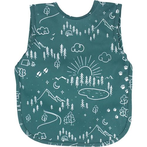 BapronBaby Floral/Nature Bapron - No Neck Tie Safer Bib - Baby & Toddler - Soft Waterproof - PVC, BPA & Phthalate Free - 6m+ - Baby/Toddler 6m-3T - Pine Forest