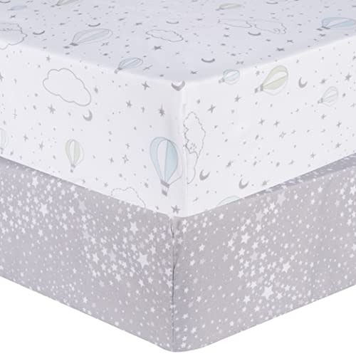 Sammy & Lou Starry Dreams 2-Pack Microfiber Fitted Crib Sheet Set, Fits Standard Crib Mattress 28 in x 52 in; Fully Elasticized,
